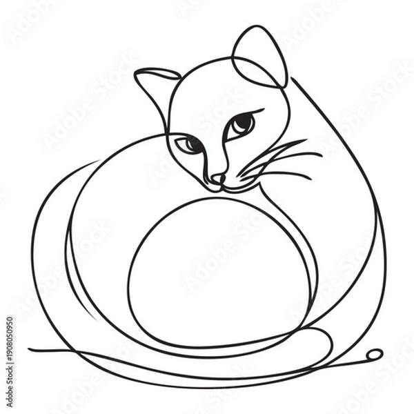 Obraz Cat continuous line drawing. One line vector drawing.
