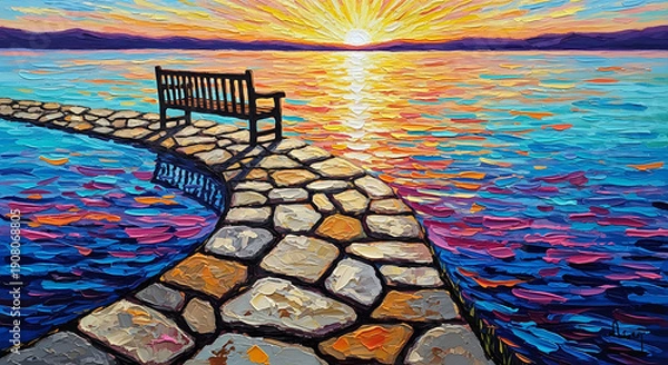 Obraz sunset on the lake