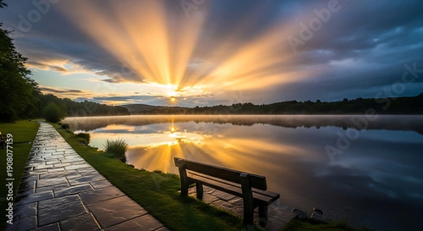 Obraz sunset on the river