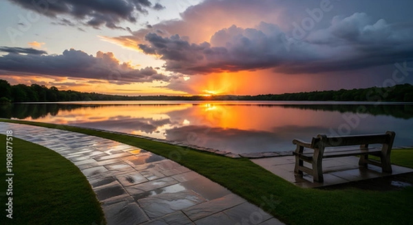 Obraz sunset over lake