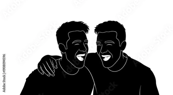 Obraz Two Men Laughing Together Silhouette.