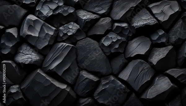 Obraz intricate dark lava stone texture deep black rough abstract background texture background