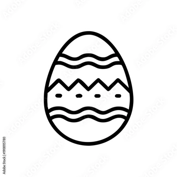Obraz Easter egg decoration illustration, vibrant patterns, festive design, black and white