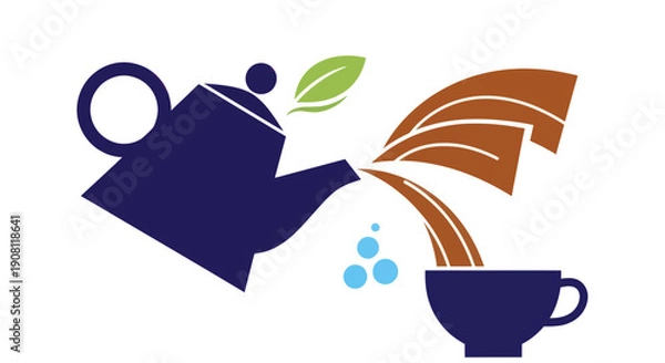 Obraz Teapot pouring drink into cup illustration