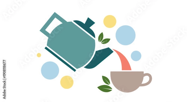 Obraz Teapot pouring drink into cup