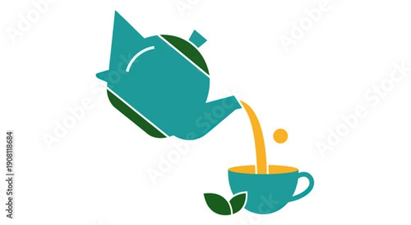 Fototapeta Teapot pouring drink into cup vector