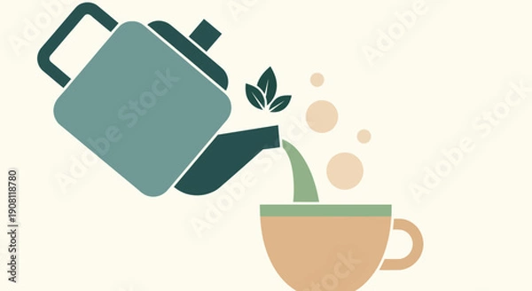 Obraz Teapot pouring tea into cup illustration