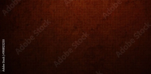 Obraz Flat design scene showing red textured tiled surface with grid pattern and subtle worn spots
