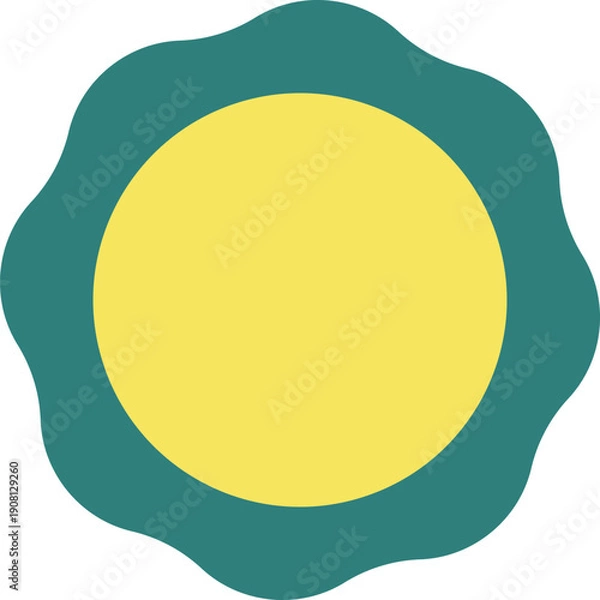 Obraz Yellow circle emblem with wavy border