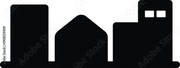 Obraz Black city skyline building silhouette shape