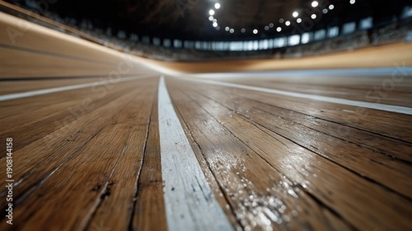 Fototapeta Inside a Velodrome: Racing Track Perspective
