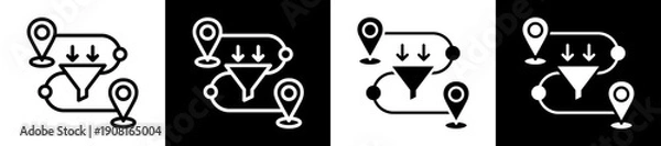 Obraz Conversion Path Icon Set In Black And White Filled Style Collection 