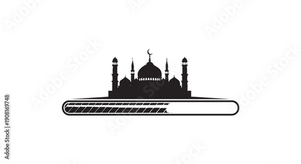 Obraz Islamic mosque silhouette with loading bar isolated illustration