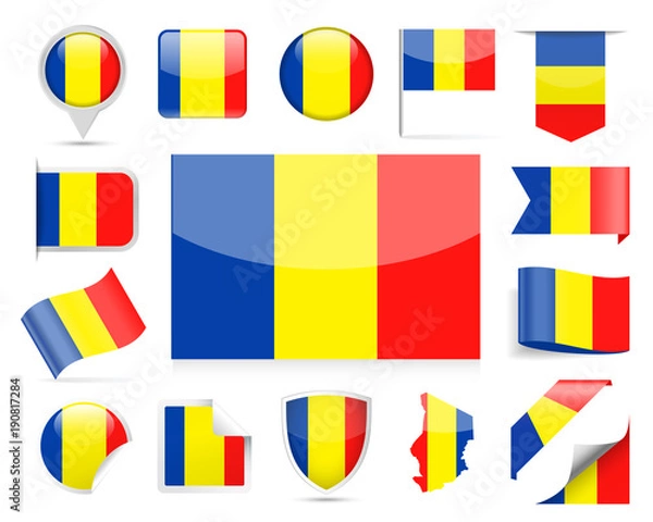 Fototapeta Chad Flag Vector Set