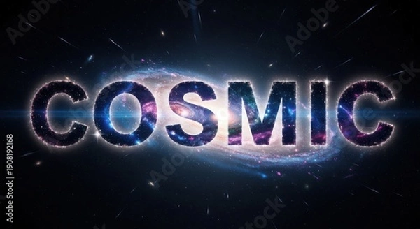 Obraz Glowing 'COSMIC' word with galaxy texture on starry space background
