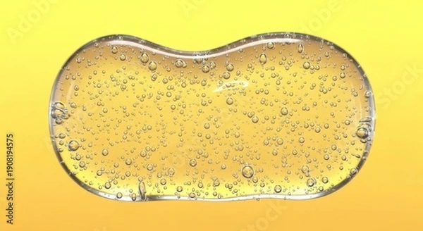 Obraz Golden yellow viscous liquid blob with many bubbles