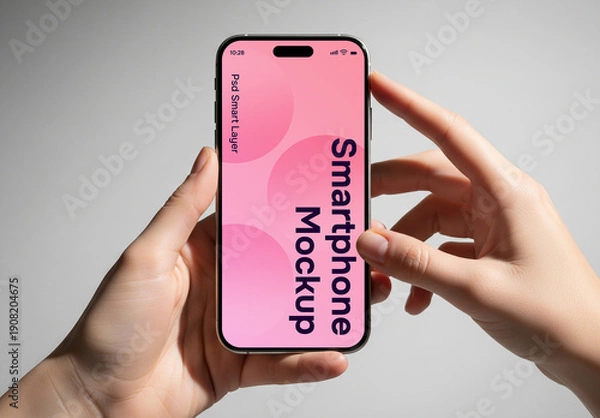 Obraz Elegant hands holding a smartphone mockup