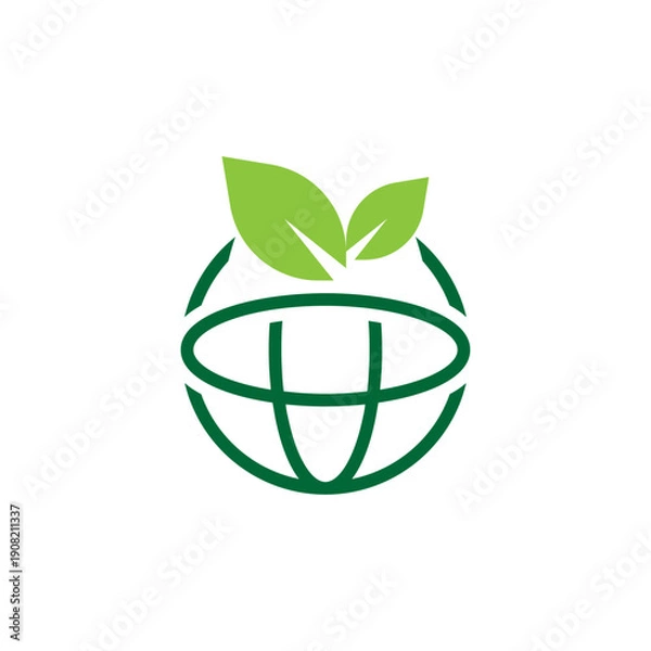 Obraz Modern simple leaf globe logo vector
