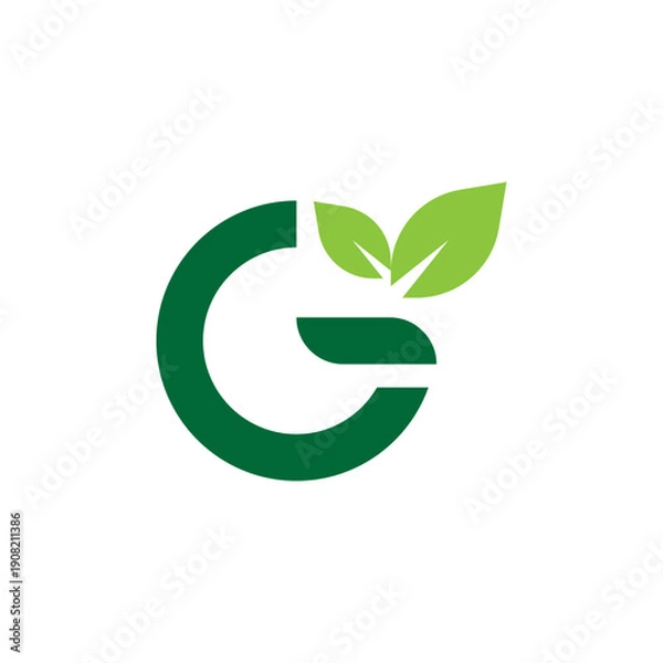 Obraz Modern simple leaf letter G logo vector