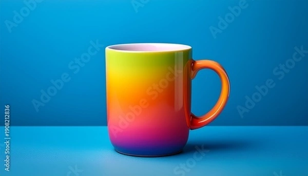 Obraz colorful mug with vibrant gradient on a blue background