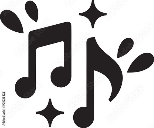 Obraz Black Music Notes With Sparkles And Splashes musical notes