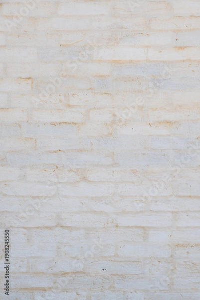 Obraz White painted clay bricks wall background. Bricks backdrop