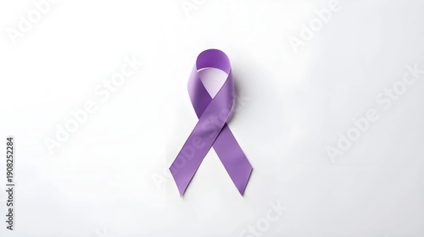 Obraz Single purple ribbon on white background