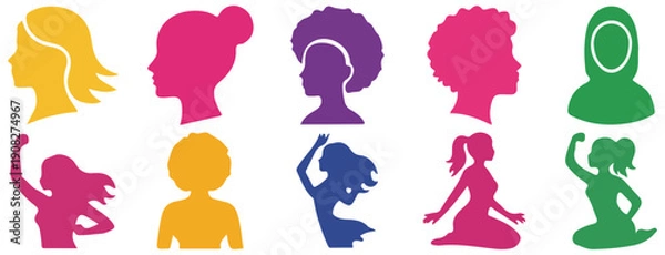 Obraz Diverse Female Silhouette Icon Set