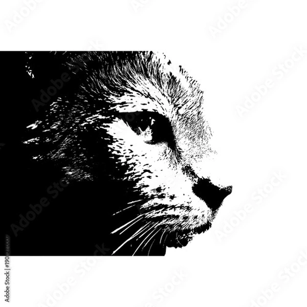 Obraz 猫の顔　シルエット　スプレーアート風