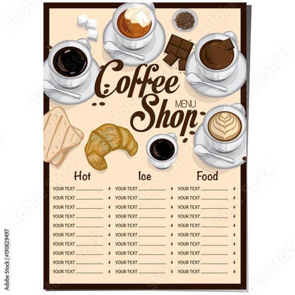 Obraz menu coffee restaurant template design hand drawing graphic