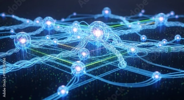 Fototapeta Glowing Network Connections Digital.