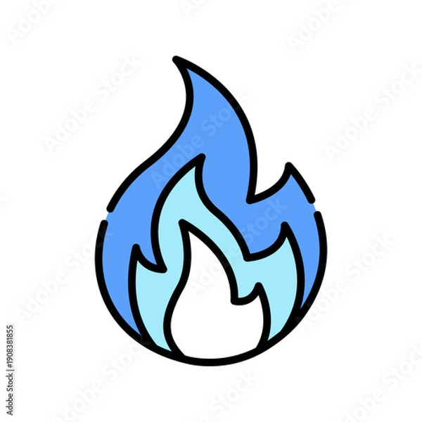 Obraz blue fire color line icon.