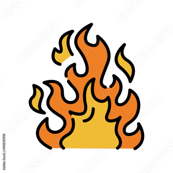 Obraz fire color line icon.