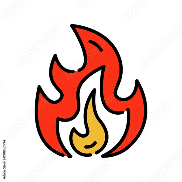 Obraz flame color line icon.