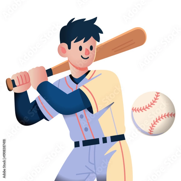Obraz Baseball cartoon illustration movement