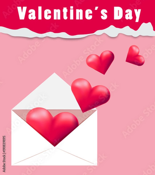 Obraz Valentine's day card template with pink background