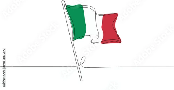 Obraz Minimalist Continuous Line Drawing: Italian Flag