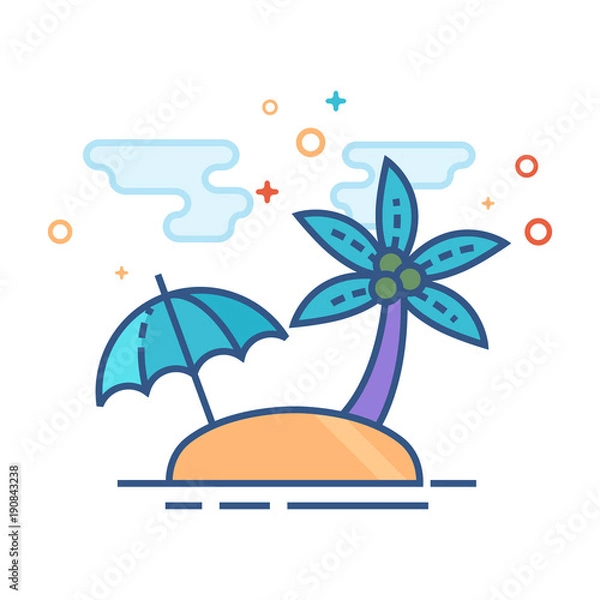 Fototapeta Island icon in outlined flat color style. Vector illustration.