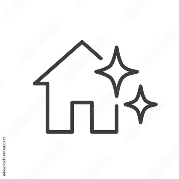 Obraz clean house icon line on white