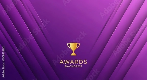 Obraz Purple backdrop with gold trophy and awards text