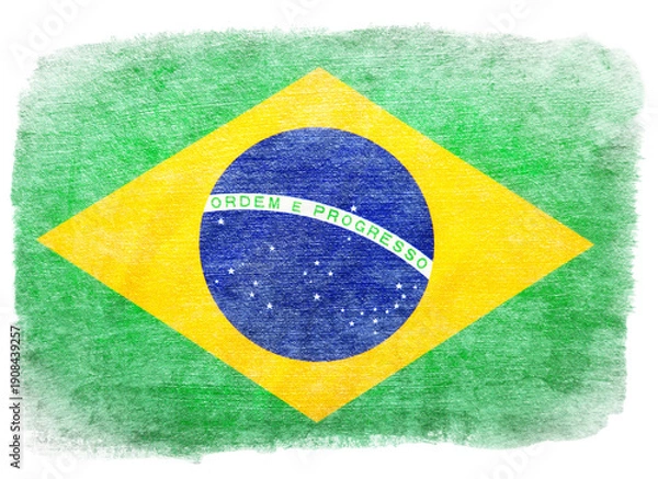 Obraz Brazil national flag on white background