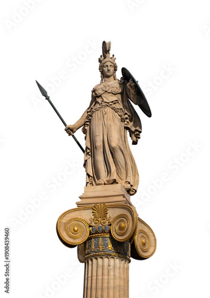 Obraz Athena isolated with path  greek goddess , monument