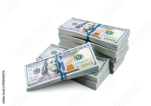 Obraz Stack of one hundred dollar bills close-up.