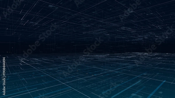 Fototapeta Abstract futuristic digital grid background representing cyberspace and data network