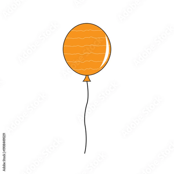 Obraz Minimal yellow Balloon Icon with String Flat Design