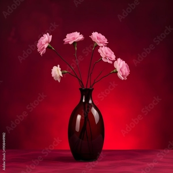 Fototapeta Vase on dark red background.