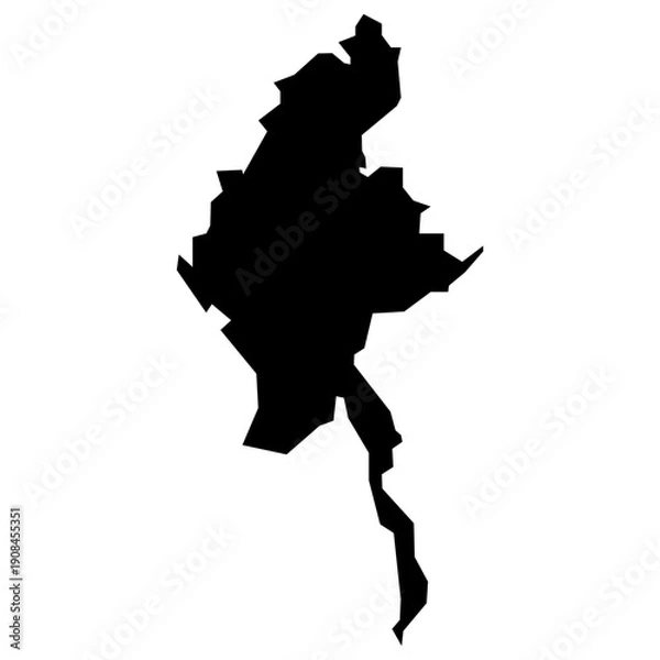 Obraz Myanmar Silhouette Map