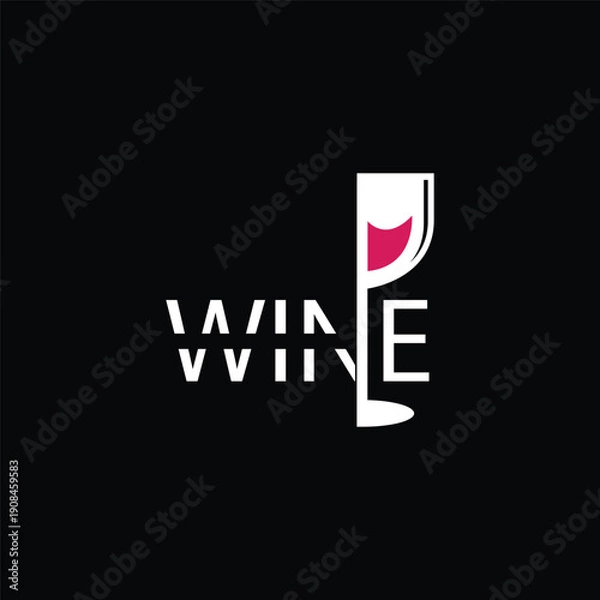 Obraz wine logo design template on black background