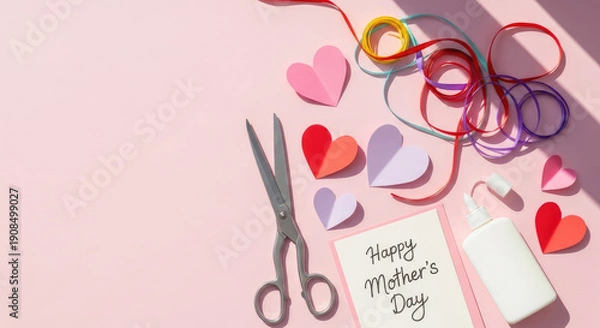 Obraz Handmade Greeting Card for Mom with Crafting Tools.