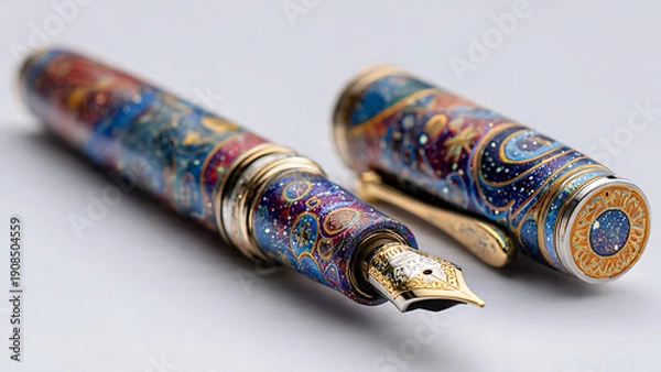 Fototapeta Universe Colored Pen White Background